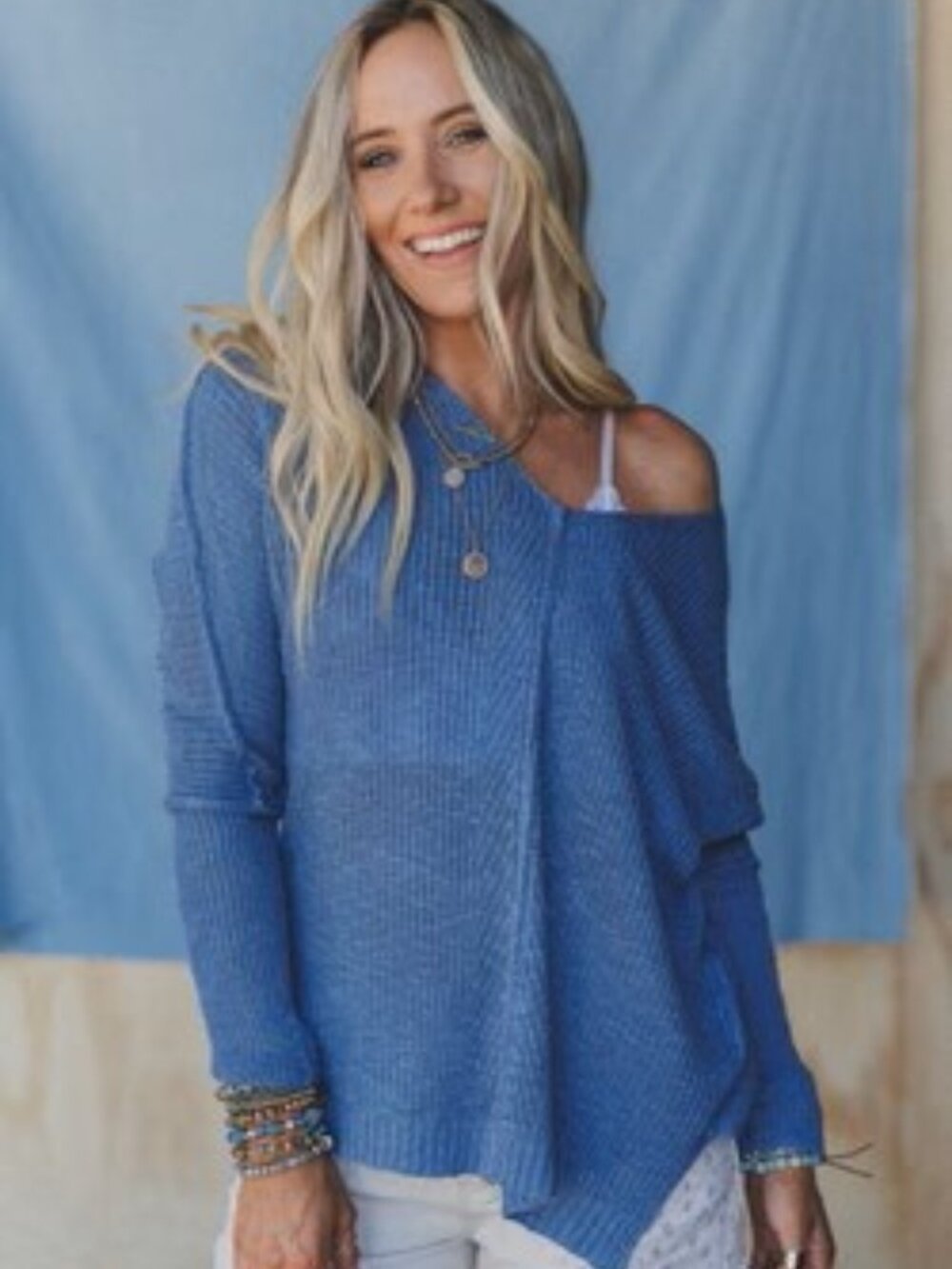 The Nest Moonlit Layers V Neck Sweater Top S/M
